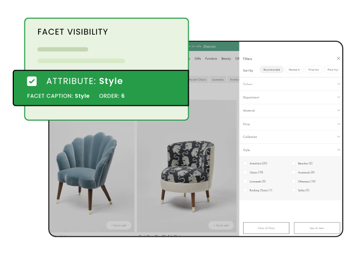 Customize facets and product attributes